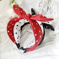 3 Pack Bow Headbands for Women,Wide Polka Dot Headband for Women Rabbit Ear Hair