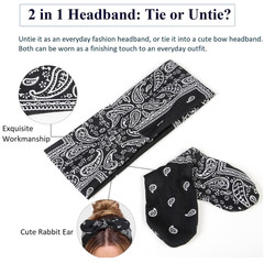 Paisley Bandana Headbands: Cute Summer Hair Accessories – Wide Knotted Bow Headb