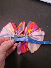 Vintage 80s 90s Big Silky Hair Bow Barrette Clip Satin Ribbon Ruffle Oversized