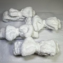 Set Of 4 SPA Headbands White Soft Makeup Headband Fleece Bow Face Wash for Women
