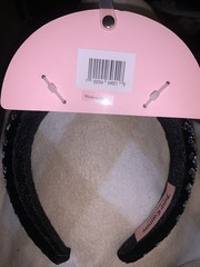 Juicy Couture Padded Black Fabric Headband Silver Rhinestone Logo