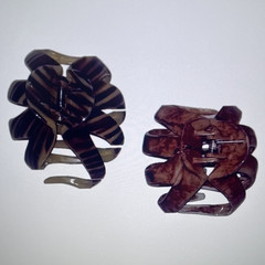 2-Pack Tortoise Shell Plastic Hair Claw Clips, Brown/Beige