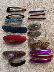 Lot of 16 VTG Hair Clips Barrettes Made In France, Japan Tortoise Blue Unique