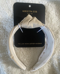 Kristin Ess Luxe Vegan Faux Leather Beige Knotted Headband, Solid Women’s