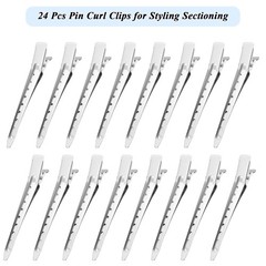 24-Pack 3.5 Inch Silver Metal Duckbill Alligator Hair Clips for Styling