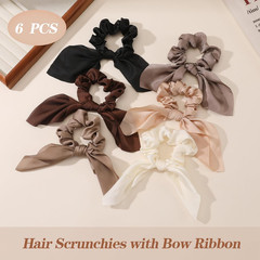 6 PCS Small Silk Scrunchies, Hair Ties with Knotted Bows, Satin Hair Ribbons Ela