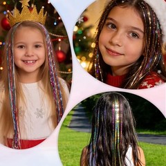 12 Pcs Hair Tinsel Clip in Hair Tinsel Kit, 20 Inch Glitter Fairy Mixed color