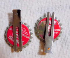 LOT Set TWO Metal Hair Clips Easy Rider Pop Bottle Tops Hand-Crafted Unique RaRe