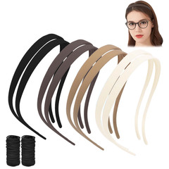 8Pcs Flex No Pressure Headbands for Glasses Wearers + 20Pcs Black Rubber Bands