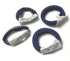 Vintage Red Hill Fabric Ponytail Holder Hair Ties Navy Blue White Made in Italy