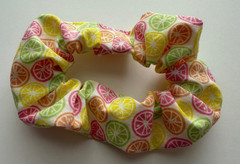 Lemon Lime Orange Hair Scrunchie Ponytail Holder Handmade Summer Pool Beach