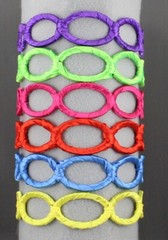 Green satin wrapped fabric 1 3/8″ wide headband oval chain link cut out pattern
