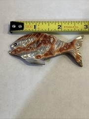 Carved Koi Fish Mother of Pearl Clam Shell Hand Carved for Pin Brooch 3”L 1.5”W
