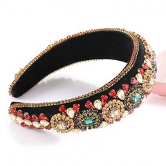 Rhinestone Velvet Wide Padded Headband Crystal Hairband Party Hair Accessories