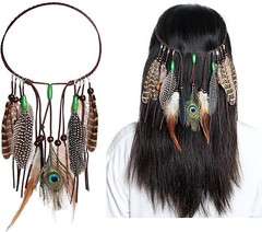 Indian Boho Feather Headband Costume Headpiece Festival Wear