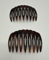 Parcelona 2 French Scallop Edge Brown 9teeth Hair Comb Accessory NEW