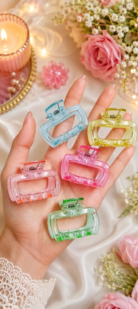 5pcs Medium Hair Claw Clips for Women Girls Pastel Candy Color Hair Accessories