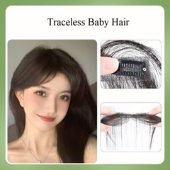 100% Human Hair Traceless Baby Hair Forehead Cover Hairline Bang for Women Clip