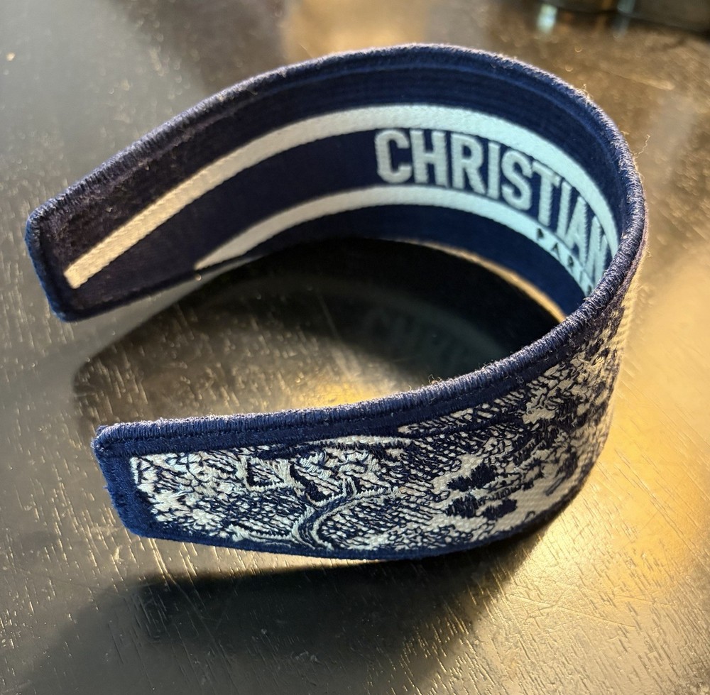 CHRISTIAN DIOR navy blue & white 2020 TOILE DE JOUY Headband OS