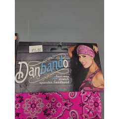 Danbando Spandex Headband 2 Pink Paisley Bandana Black Lace Stretch Hair Band