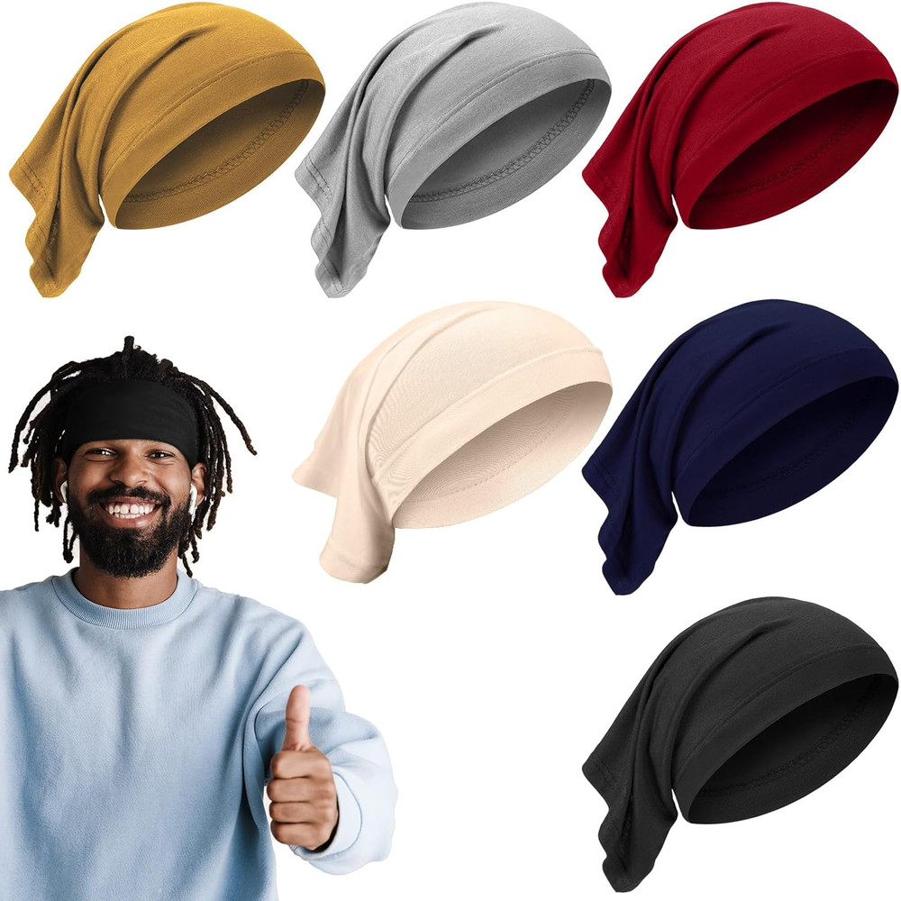 SATINIOR 6 Pcs Spandex Dreadlock Cap Dreadlock Tube Bands Unisex Men Women Elast