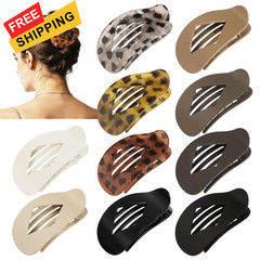 10 PCS Flat Hair Clips for Women – Large Matte 10 Count (Pack of 1), Leopard