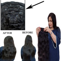 7PCS Clip In Hair Extensions Human Hair Natural Black Full Head