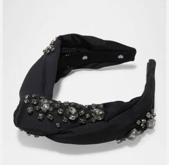 Lele Sadoughi Slim Greta Swarovski Crystal Headband Black NWOT $550