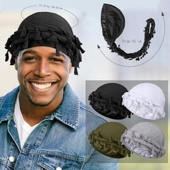 1/2/4 Pieces Satin Lined Turban Silky Head Wraps for Men, Halo Turban Men Turban