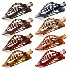 Flat Hair Clips for Women, 8 Pack French Concord Claw Clips for Thick Leopard