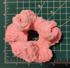 3 Handmade Crocheted Scrunchies~Chenille~Pink,Denim,Green~Velvety~Free Shipping