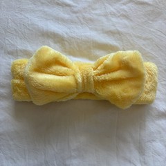 Yellow Fuzzy Stretchy Face Washing Headband One Size Fits All