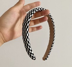 Checkered Headband. Plaid Hair Accessories for Women. Black and White Check H…