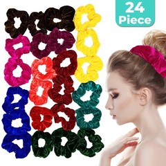 24 Pieces Assorted Hair Bands – Cute and Soft Scrunchies – No crease hair ties