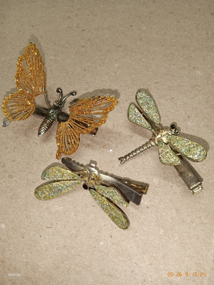 3 Butterfly & Dragonfly Hair Pins
