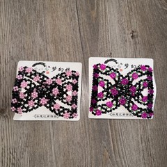 2 Magic Hair Combs Beaded Stretch Double Side Combs Clips Bun Cover Pink Black