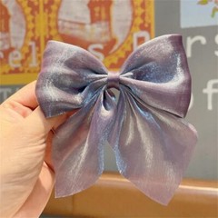 Ladies Hair Pin Elegant Solid Color Big Bow Hair Clip Women Student Uniform Suit