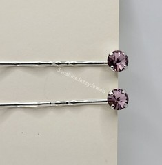 2pc Hair/ Bobby Pins made w/ Swarovski Crystal Stones; Many Colors!