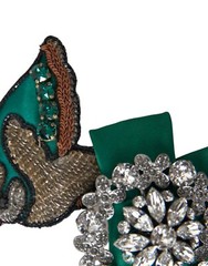 DOLCE & GABBANA Hair Clip Green Satin Bird Crystal Women Accessory RRP 2000usd