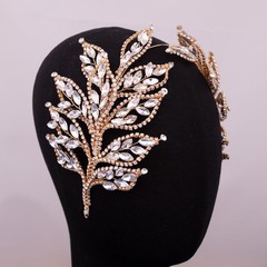 Golden Bridal Headband Rhinestone Crystal Hair Pieces Wedding Accessories