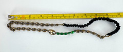 Gucci Headband Necklace One Size Gold Tone Chain Style Green Stones Elastic Auth