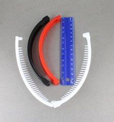 Black White Red 3 banana hair clips comb claw teeth plastic 7″long around curve