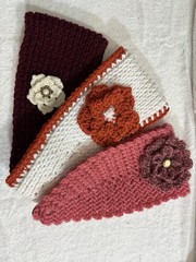 Set Of 3 Handmade Crochet Headbands Ear Warmers Button Closure Boho Cottage