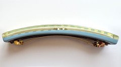 13C Versailles Chanel Hair Clip Barrette CC logo Gold Light Blue Pearl