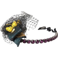 DOLCE & GABBANA Diadem Black Lemons Sicily Purple Crystal Net Headband 2970usd