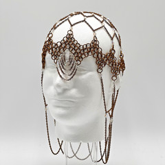 Chainmaille Headdress With AB Beads Brass/Copper Tone Ren Faire Goth Medieval
