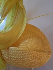 New hand made women’s Cocktail Hat by Alexander & Hallatt in Yellow Silk Abaca