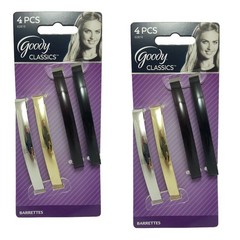 Womens Classic Metal Domed Barrettes 31/4 inches 2 Pack of 4