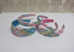 Handmade Pink Jade Preppy Tartan Madras Patchwork Plaid Cotton Headband 4 Sizes