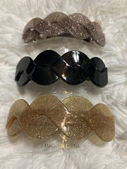 Set of 3 Glitter Barrettes with French Clasp 4 ” – Rectangular Shape – NEW